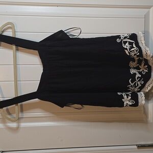 Black Embroidered Sleeveless Women's Top